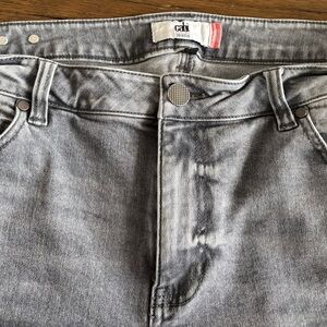 CAbi Women’s Light Gray High Rise Skinny Distressed Jeans